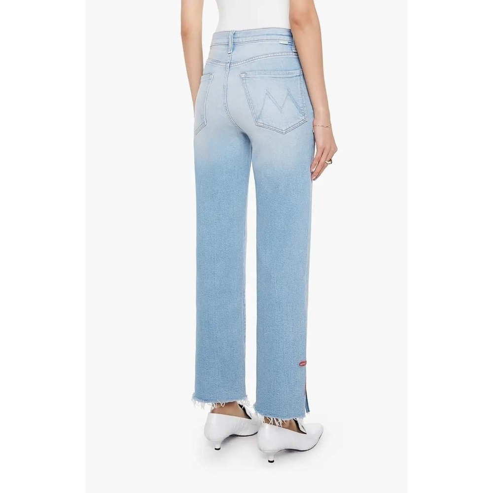 NWT Mother The Rambler Slice Hover Fray Bow Ankle Wide Leg Jeans $288 - Size 24 - Picture 6 of 13